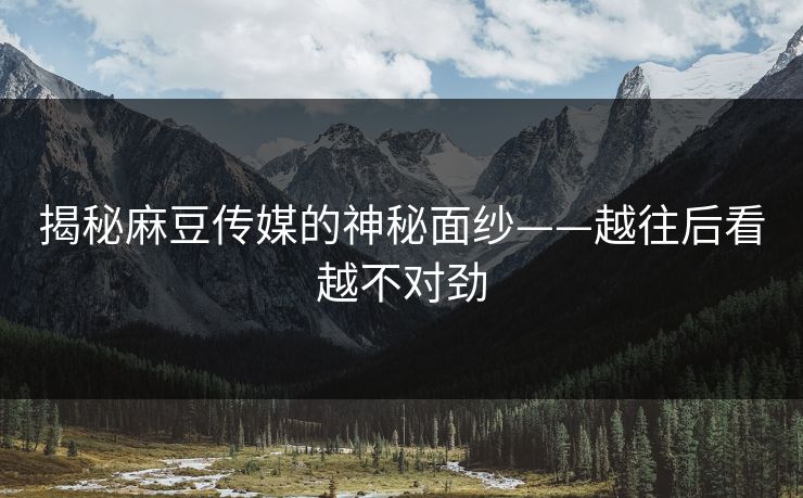 揭秘麻豆传媒的神秘面纱——越往后看越不对劲