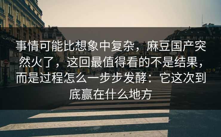 事情可能比想象中复杂，麻豆国产突然火了，这回最值得看的不是结果，而是过程怎么一步步发酵：它这次到底赢在什么地方
