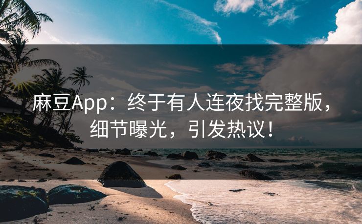 麻豆App：终于有人连夜找完整版，细节曝光，引发热议！