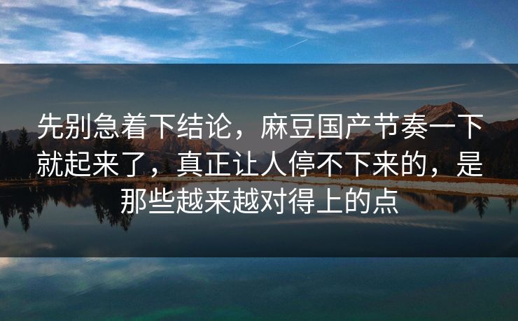 先别急着下结论，麻豆国产节奏一下就起来了，真正让人停不下来的，是那些越来越对得上的点