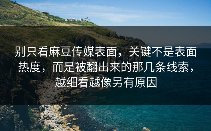 别只看麻豆传媒表面，关键不是表面热度，而是被翻出来的那几条线索，越细看越像另有原因