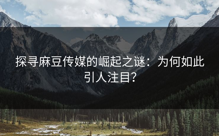 探寻麻豆传媒的崛起之谜:为何如此引人注目? 探寻麻豆传媒的崛起之谜:为何如此引人注目?